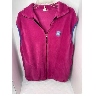 Polar Graphics Vintage Alaska Fleece Vest Magenta Pink Full Zip Womens XL USA